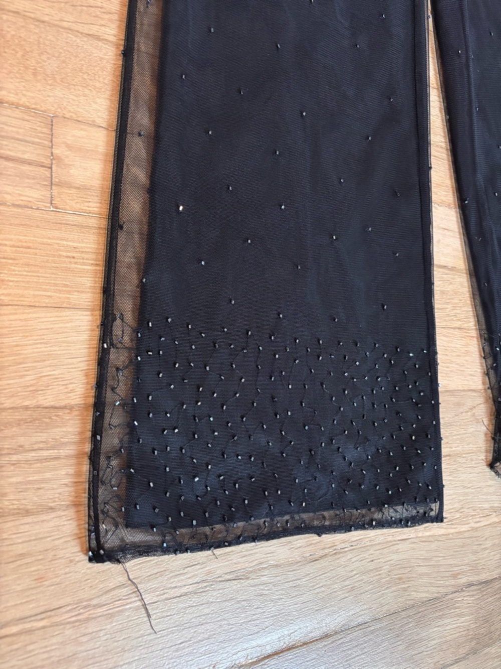 Ann Taylor Black Sheer Mesh Rhinestone Wide Leg Pants Size 2 Y2K Vintage Glam - Picture 3 of 11